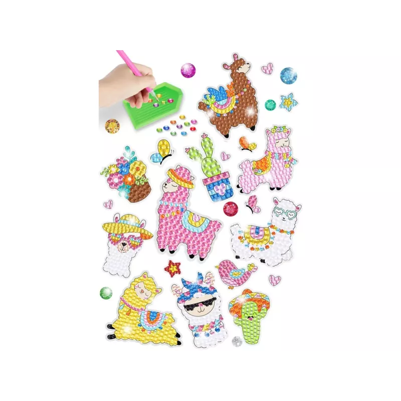 LEAN TOYS conjunto de autocolantes de bordado diamante lhamas animais mosaico