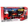 Camião reboque Lora da LEAN TOYS com 4 carros, luzes e sons – transportador de carros com fricção e atrelado removível