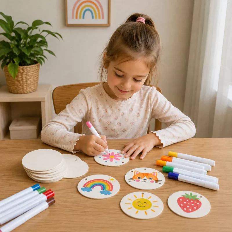 LEAN TOYS Papel mágico 3D DIY discos de polpa de madeira 20 unidades 6 cm
