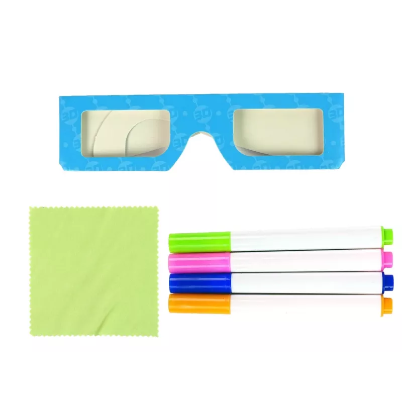LEAN TOYS Quadro branco 3D mágico iluminado óculos azul