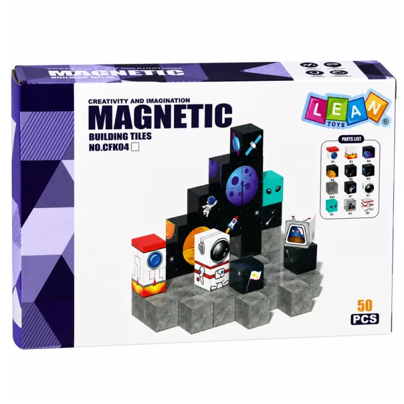 LEAN TOYS Blocos magnéticos conjunto de 50 peças – cubos 3D Pixel unicórnio, plástico ABS, brinquedo de construção criativo