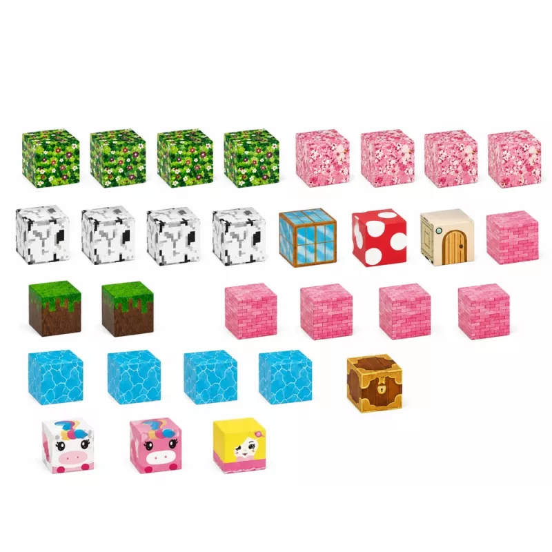 LEAN TOYS Blocos magnéticos conjunto de 50 peças – cubos 3D Pixel unicórnio, plástico ABS, brinquedo de construção criativo