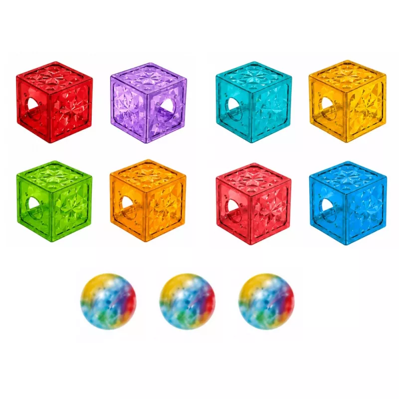 LEAN TOYS Blocos Magnéticos 60 Peças - Conjunto de Construção Colorido de Cubos e Esferas