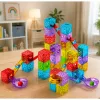 LEAN TOYS Blocos Magnéticos 60 Peças - Conjunto de Construção Colorido de Cubos e Esferas