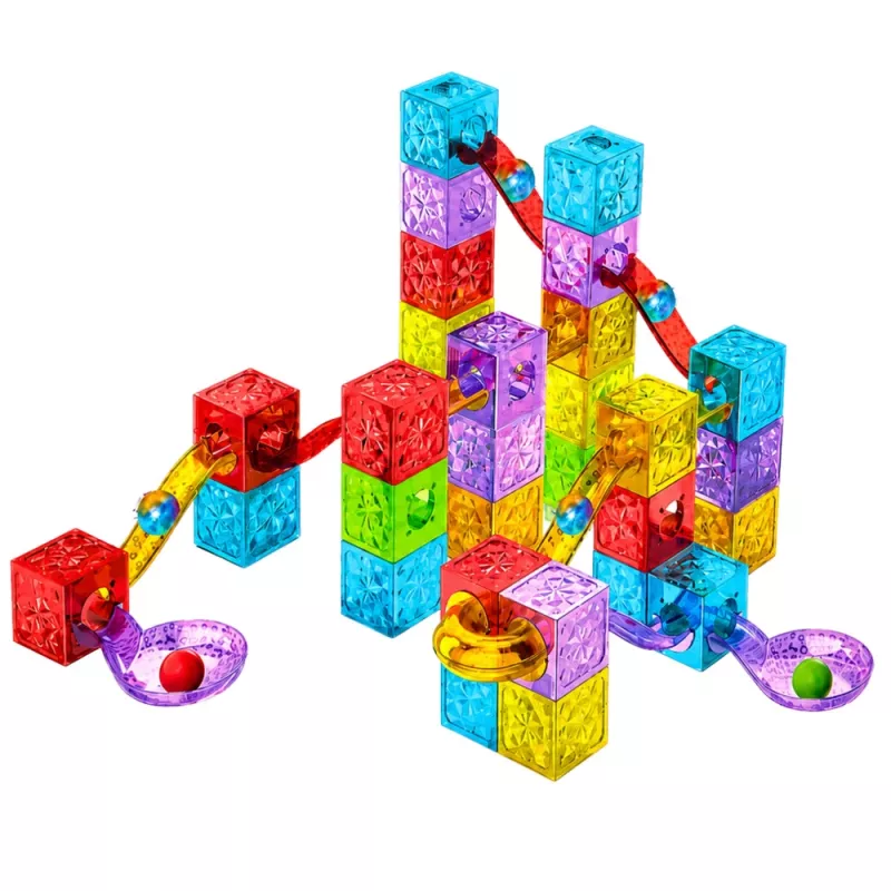 LEAN TOYS Blocos Magnéticos 60 Peças - Conjunto de Construção Colorido de Cubos e Esferas