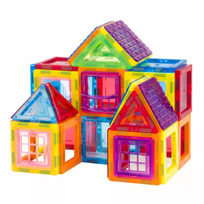 LEAN TOYS conjunto de blocos magnéticos, 70 peças – brinquedo educativo STEM de construção com ímanes de neodímio fortes, plástico ABS multicolor, seguro e durável para crianças a partir dos 3 anos