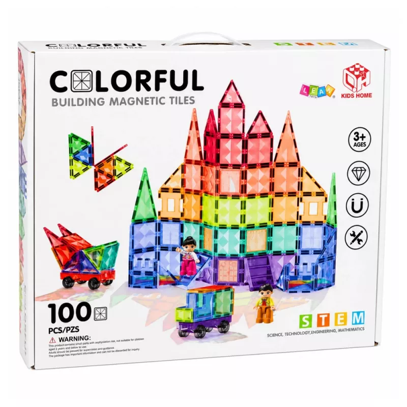 LEAN TOYS blocos de construção magnéticos painéis 3D criativos STEM coloridos 100 peças
