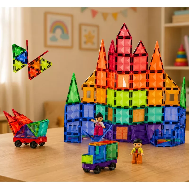 LEAN TOYS blocos de construção magnéticos painéis 3D criativos STEM coloridos 100 peças