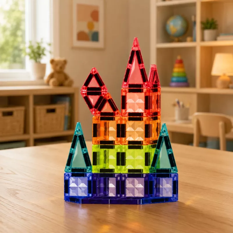 LEAN TOYS Blocos de construção magnéticos 3D Painéis Criativo STEM Colorido 27 unid.