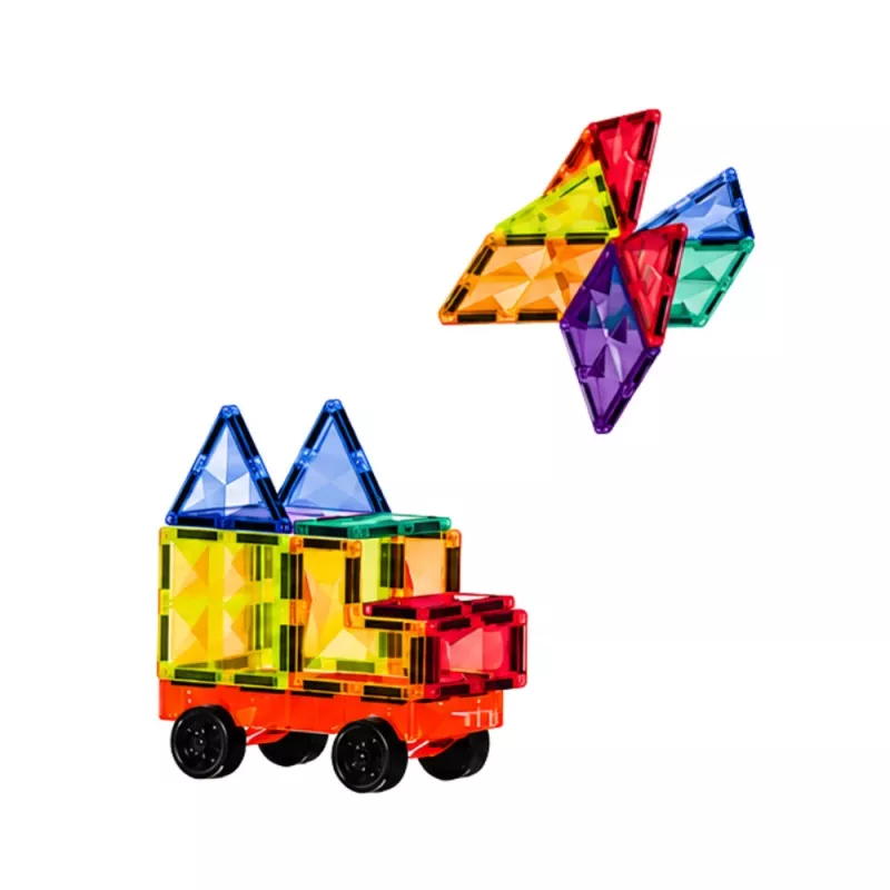 LEAN TOYS blocos magnéticos de construção placas 3D criativo STEM colorido 85 unid.