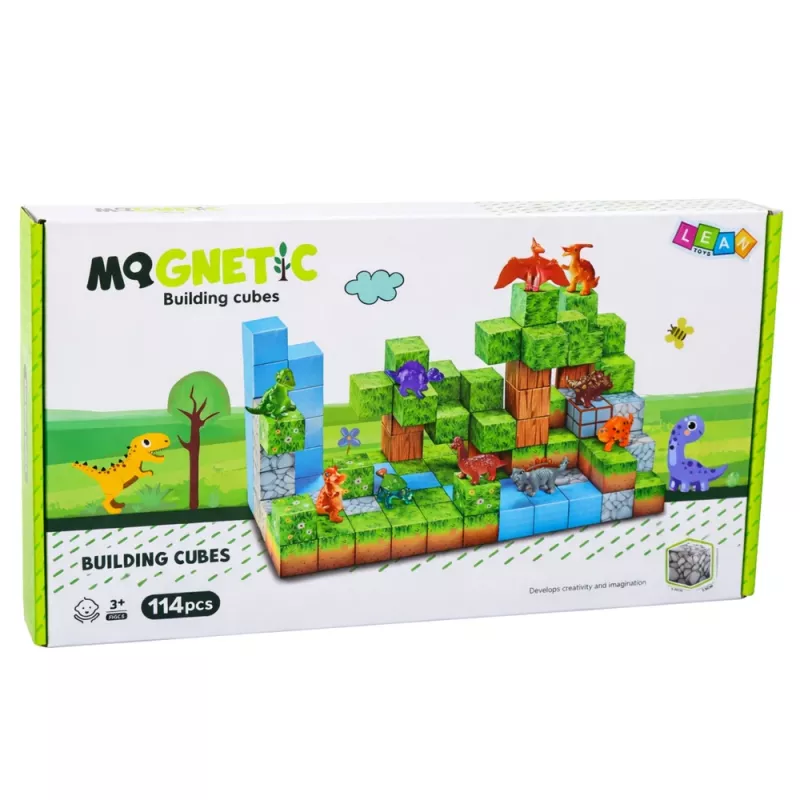 LEAN TOYS Blocos de construção magnéticos Cubos Mundo Quadrado 3D 114 peças