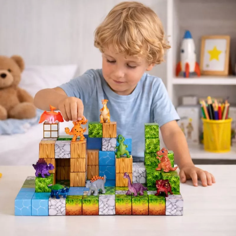 LEAN TOYS Blocos de construção magnéticos Cubos Mundo Quadrado 3D 114 peças