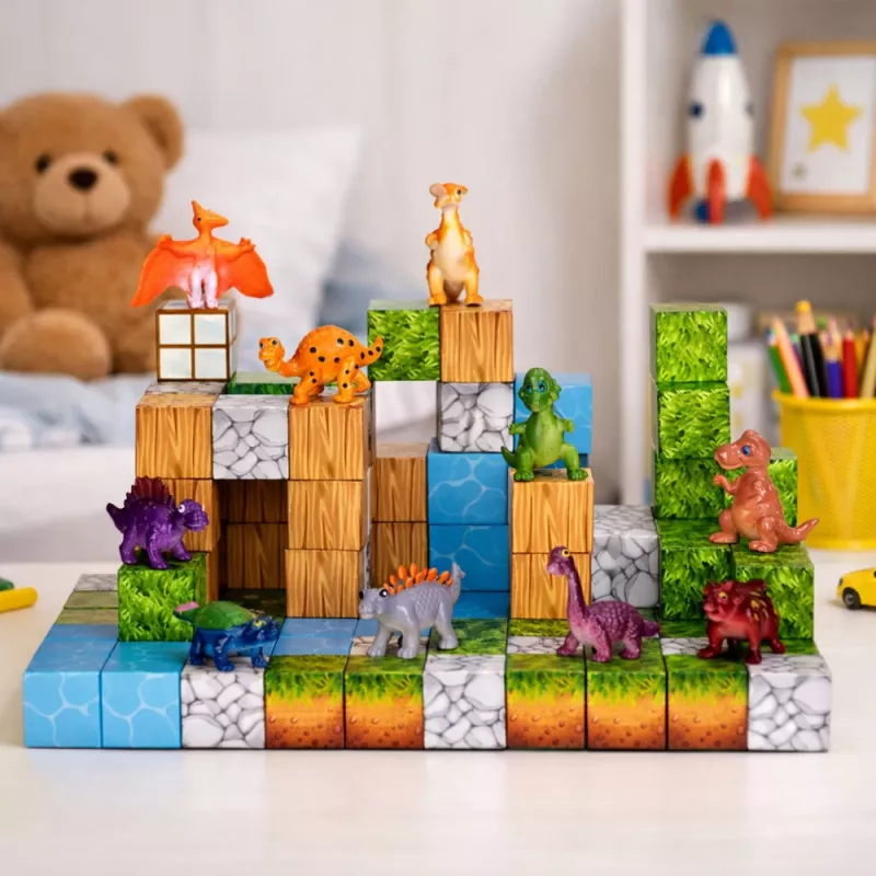 LEAN TOYS Blocos de construção magnéticos Cubos Mundo Quadrado 3D 114 peças