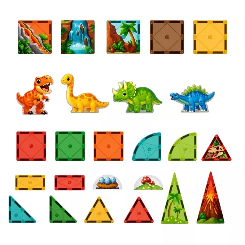 LEAN TOYS Blocos magnéticos dinossauro vulcão 31 peças