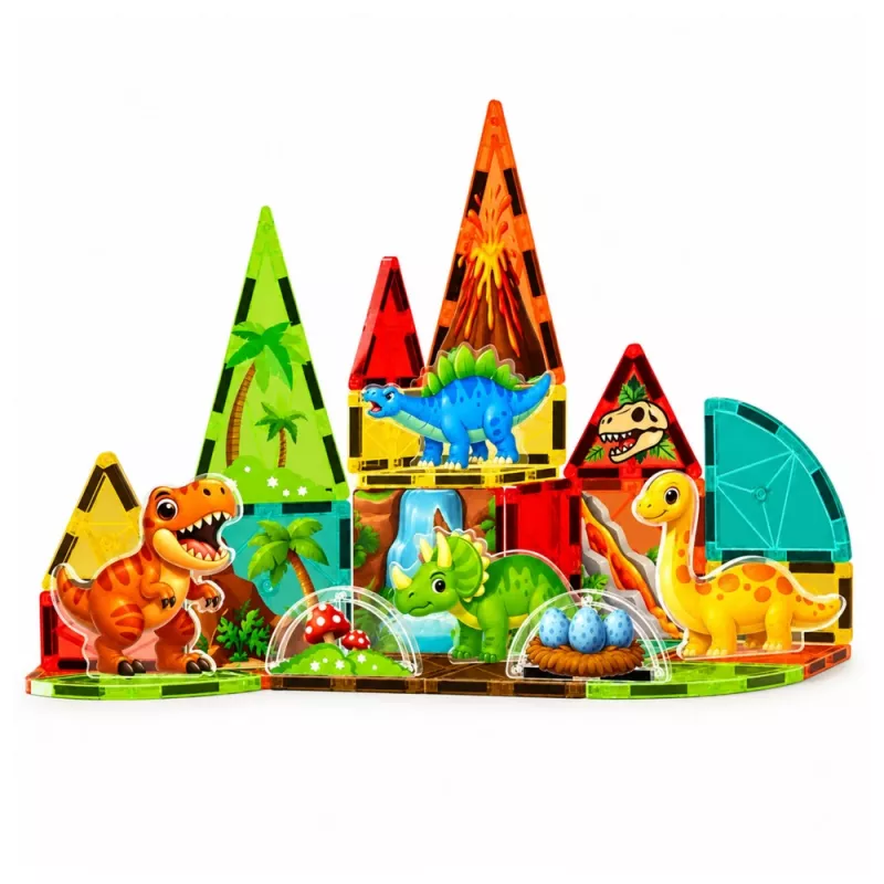 LEAN TOYS Blocos magnéticos dinossauro vulcão 31 peças