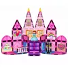 LEAN TOYS Blocos de construção magnéticos castelo de princesa rosa 38 peças