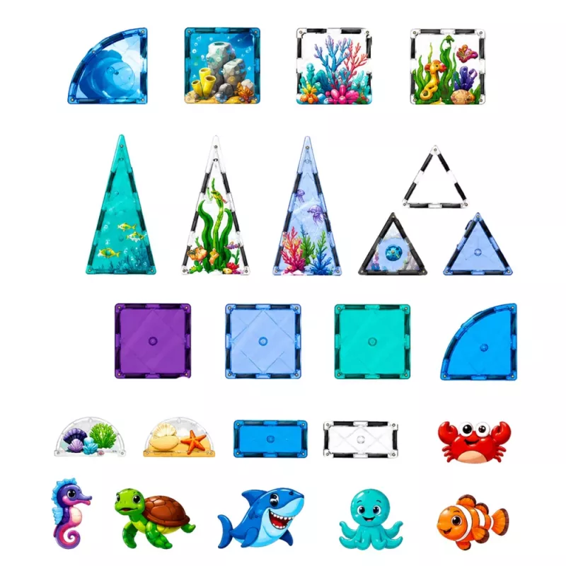 LEAN TOYS blocos magnéticos animais marinhos oceano 40 peças
