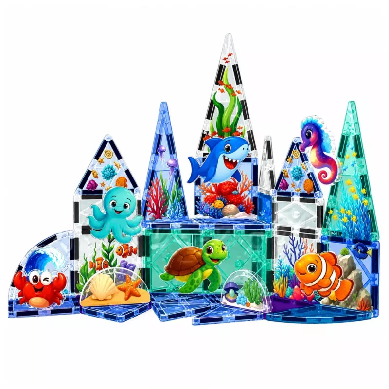LEAN TOYS blocos magnéticos animais marinhos oceano 40 peças