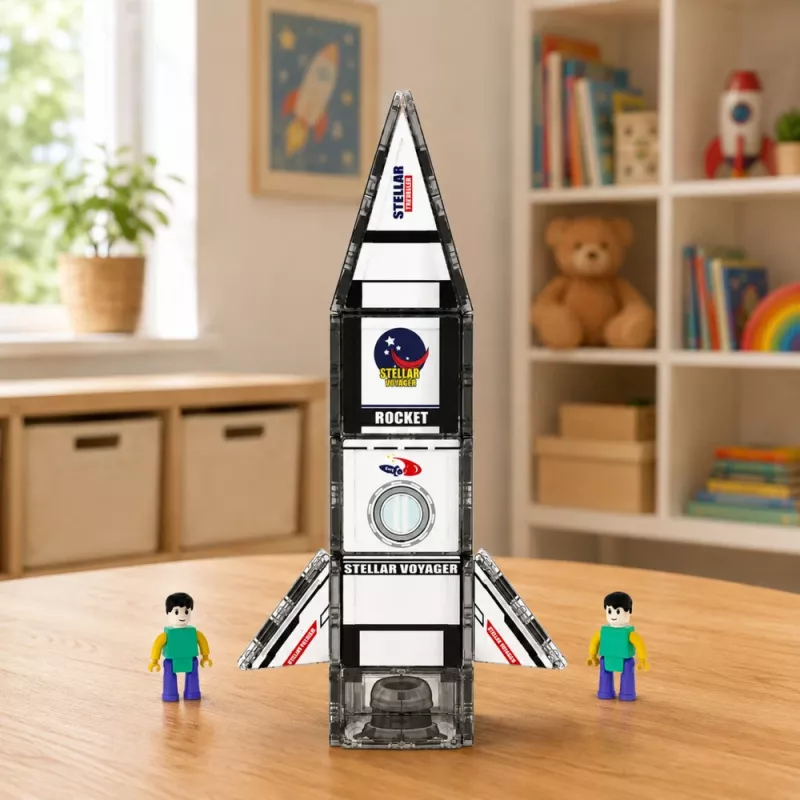 LEAN TOYS Blocos de Construção Magnéticos Foguetão Espacial Figuras 26 Peças