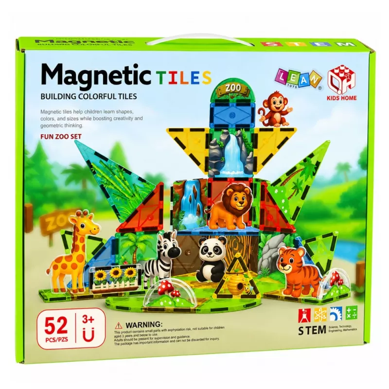 LEAN TOYS blocos de construção magnéticos animais selvagens selva ZOO 52 peças