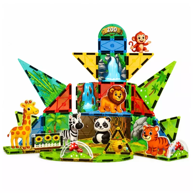 LEAN TOYS blocos de construção magnéticos animais selvagens selva ZOO 52 peças