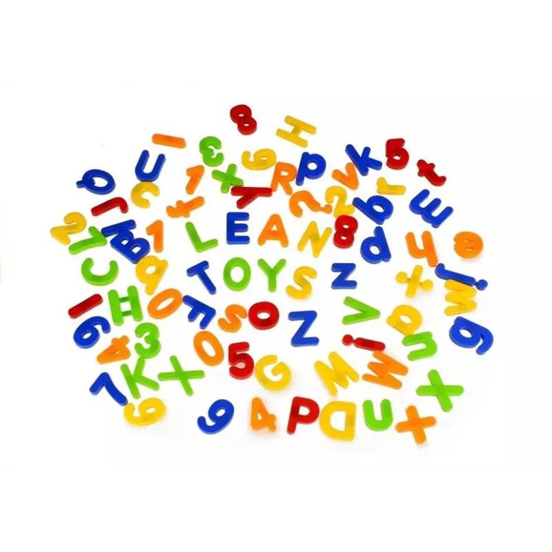 LEAN TOYS Letras e números magnéticos em vidro – conjunto de 78 peças de alfabeto e matemática para crianças a partir dos 3 anos
