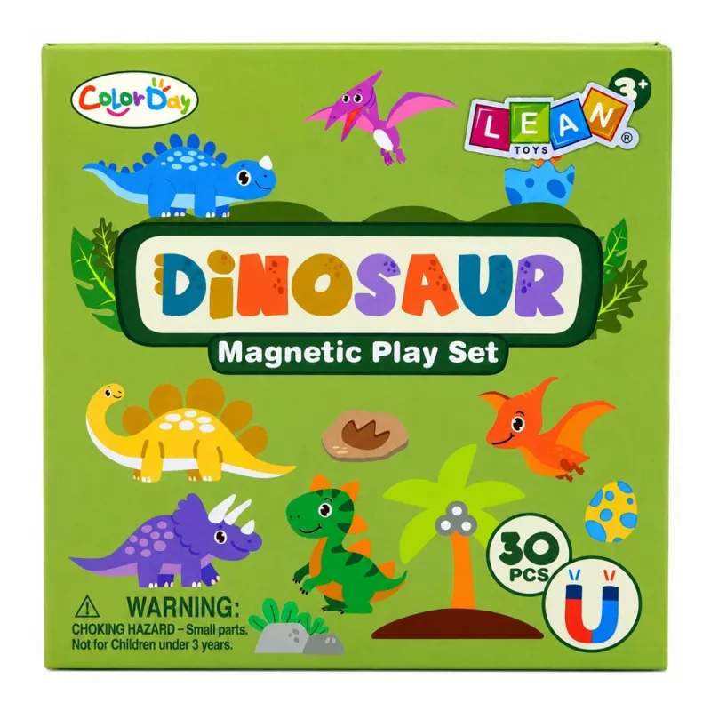 Livro de puzzle magnético dinossauros com ímanes coloridos 30 unidades LEAN TOYS