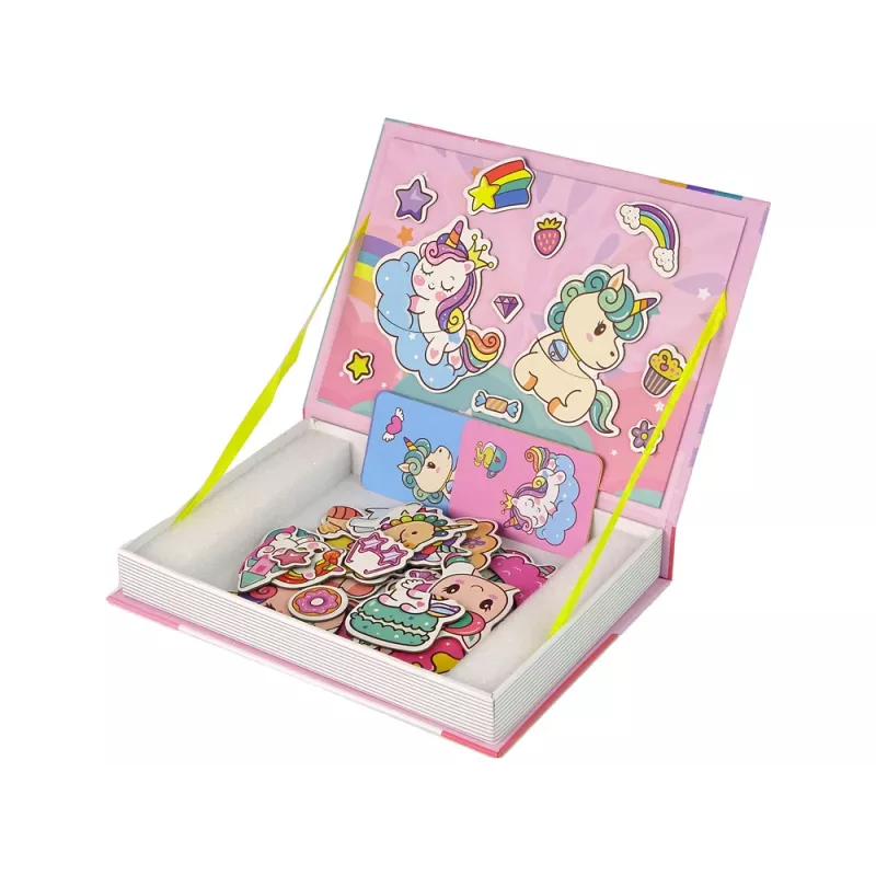 LEAN TOYS Livro de Puzzle Magnético Unicórnios Puzzles Cartas