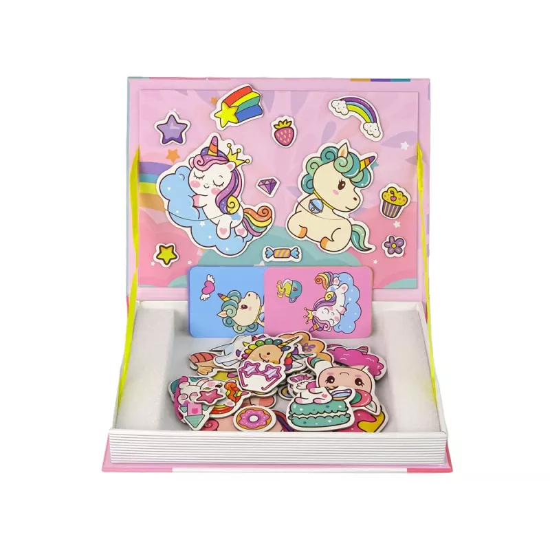 LEAN TOYS Livro de Puzzle Magnético Unicórnios Puzzles Cartas