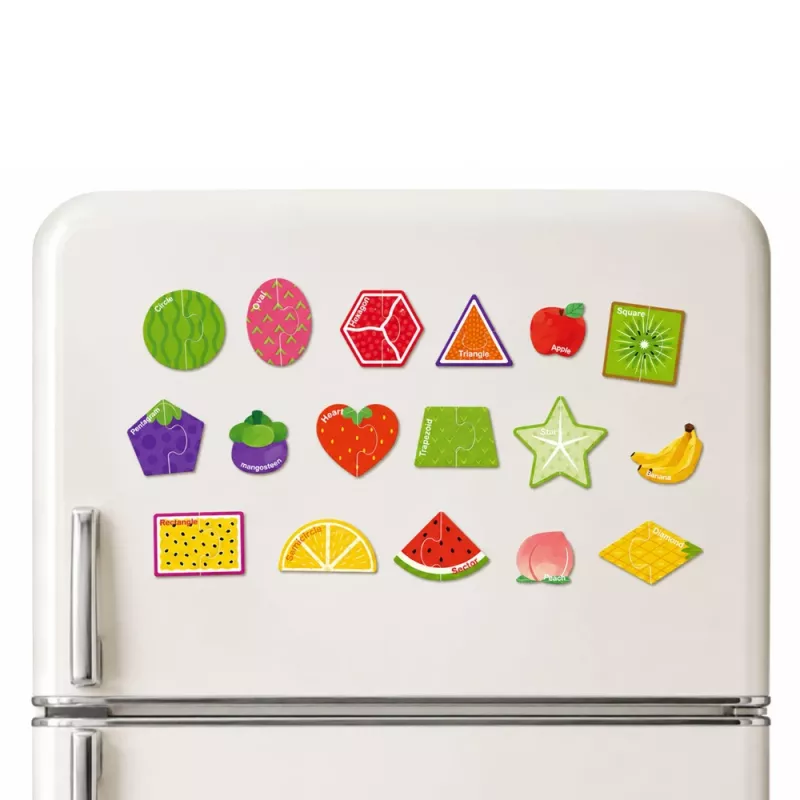 LEAN TOYS puzzle magnético frutas de aprendizagem 30 peças – ímanes de frutas educativos para quadros, quadros brancos e frigoríficos