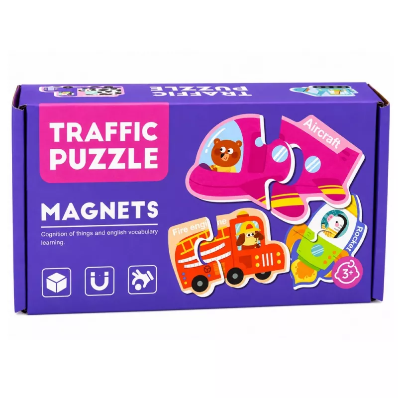 LEAN TOYS puzzle magnético veículos brinquedo educativo meios de transporte conjunto 30 peças