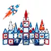 LEAN TOYS Blocos de construção magnéticos Magnetic Space Windows 90 peças – Conjunto STEM em plástico ABS