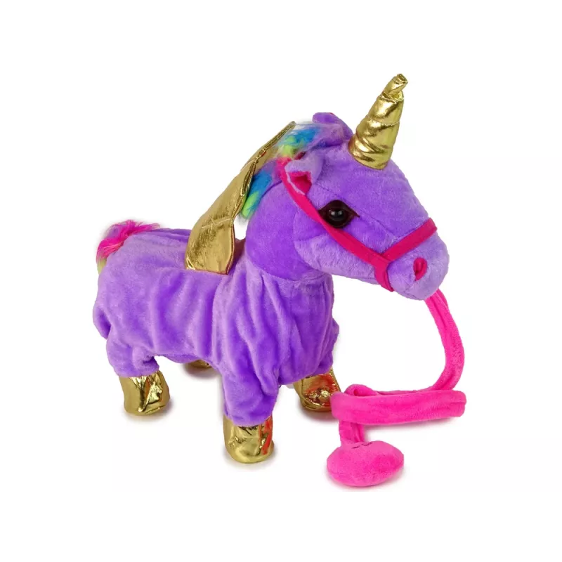LEAN TOYS Mascote Cavalo Interativo Unicórnio Roxo Asas Douradas