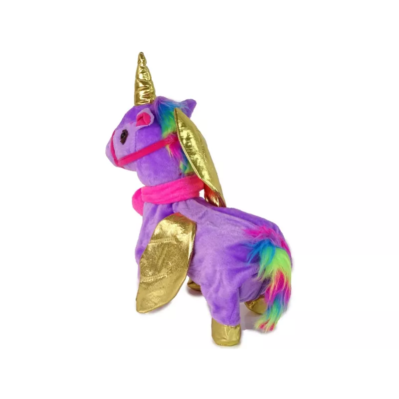 LEAN TOYS Mascote Cavalo Interativo Unicórnio Roxo Asas Douradas