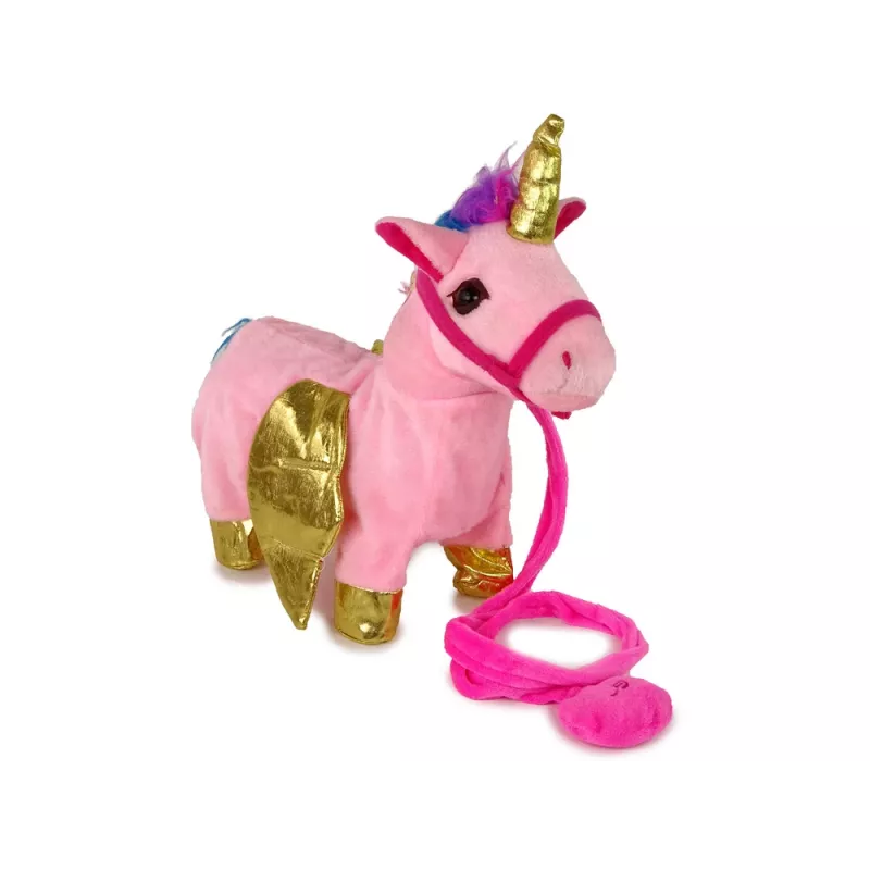 LEAN TOYS Mascote Cavalo Interativo Rosa Asas Douradas Música