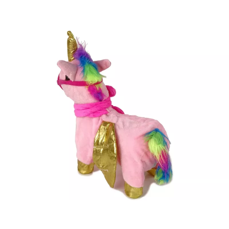 LEAN TOYS Mascote Cavalo Interativo Rosa Asas Douradas Música