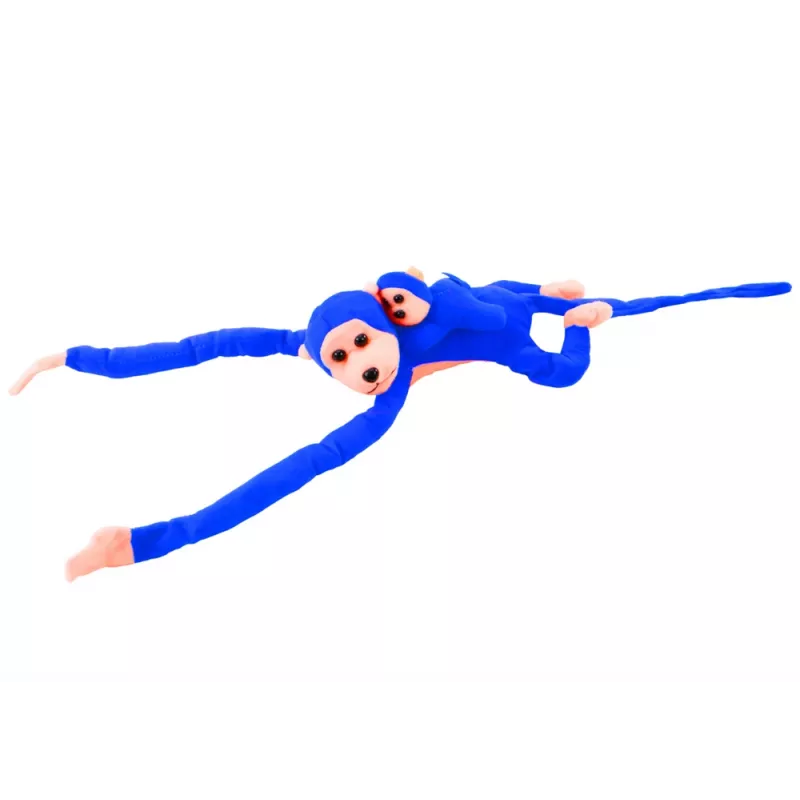 Peluche mascote macaco com bebé LEAN TOYS, Azul 90 cm