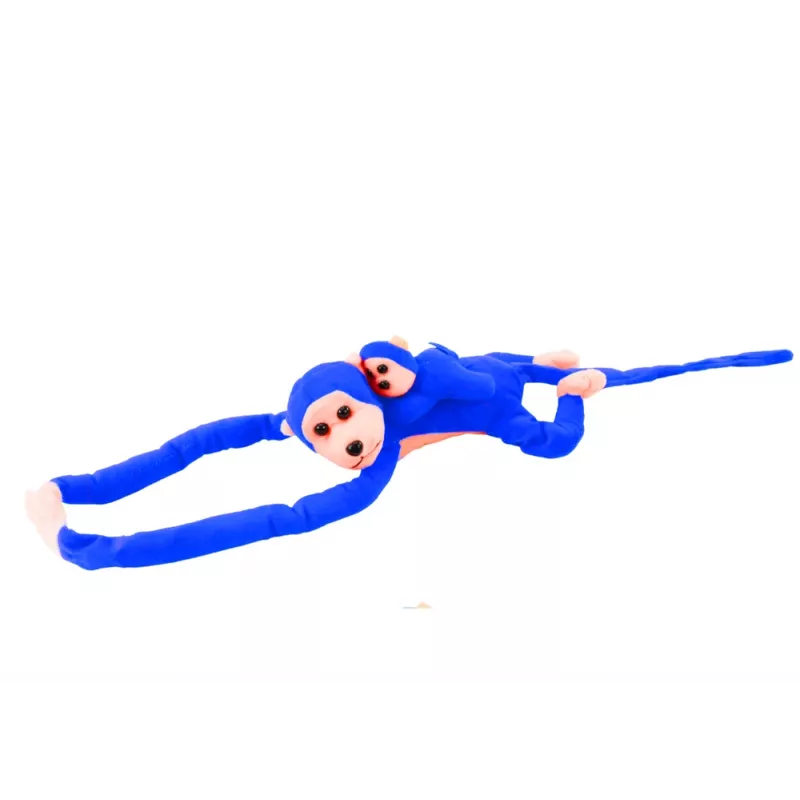Peluche mascote macaco com bebé LEAN TOYS, Azul 90 cm