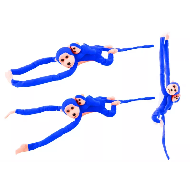 Peluche mascote macaco com bebé LEAN TOYS, Azul 90 cm