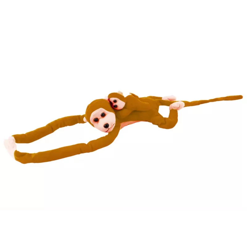 Peluche mascote macaco com bebé LEAN TOYS, Castanho-claro 90 cm