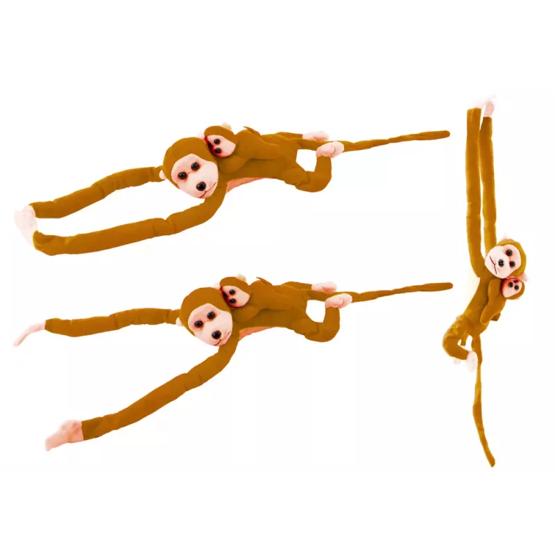 Peluche mascote macaco com bebé LEAN TOYS, Castanho-claro 90 cm