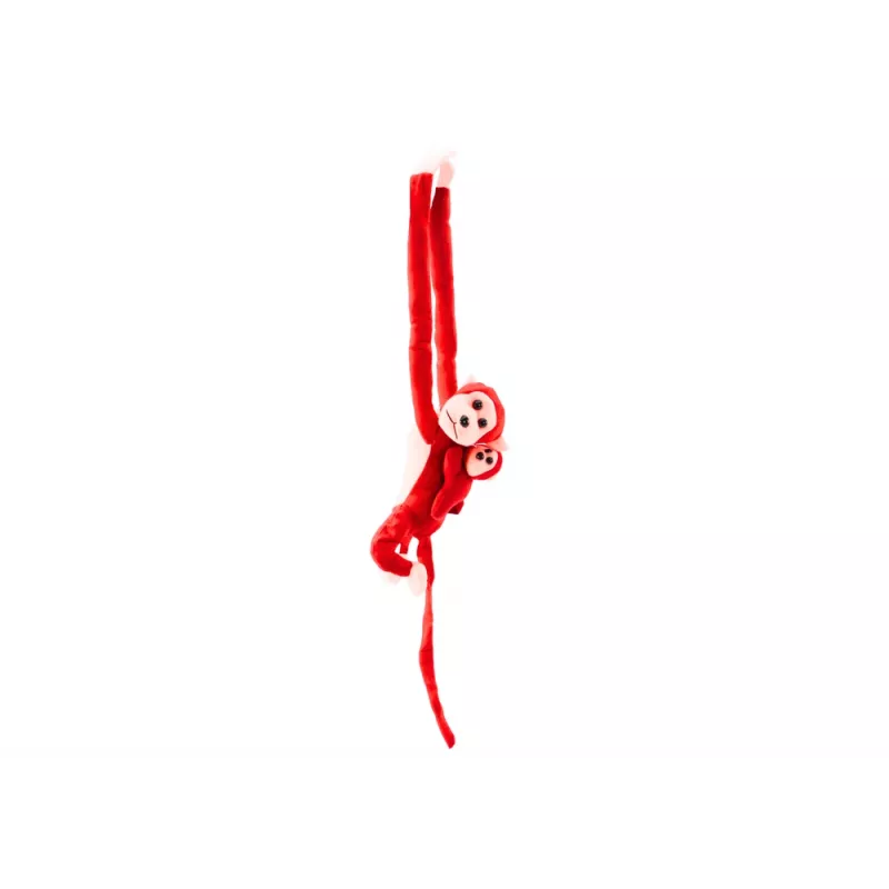 LEAN TOYS Mascote Peluche Macaco com Bebé, Vermelho 70 cm