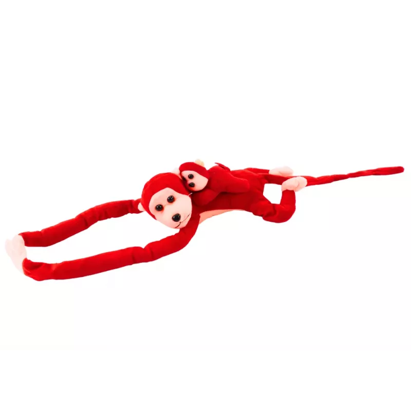 LEAN TOYS Mascote Peluche Macaco com Bebé, Vermelho 70 cm