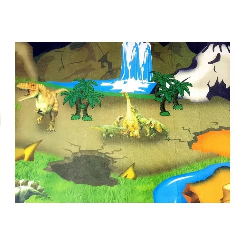 LEAN TOYS tapete com dinossauros tapete educativo - tapete de brincar antiderrapante para criança, a partir dos 12 meses, poliéster resistente, tema dinossauros, interior