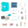 LEAN TOYS Conjunto Médico Pequeno Doutor Dentista Kit de Primeiros Socorros de Madeira Avental 20 peças
