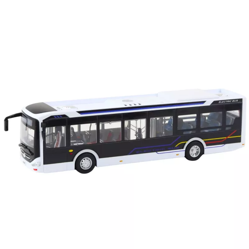Autocarro Urbano Metálico LEAN TOYS Branco 1:43 Modelo em Zamac com Motor de Puxar e Portas que Abrem