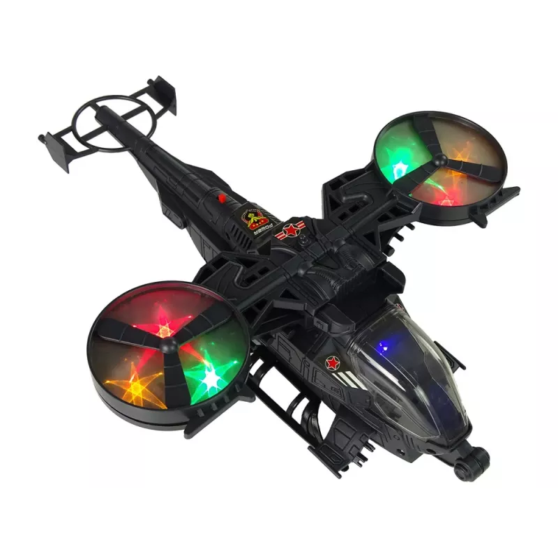 LEAN TOYS Helicóptero militar com grandes pás, luzes, som e rotação