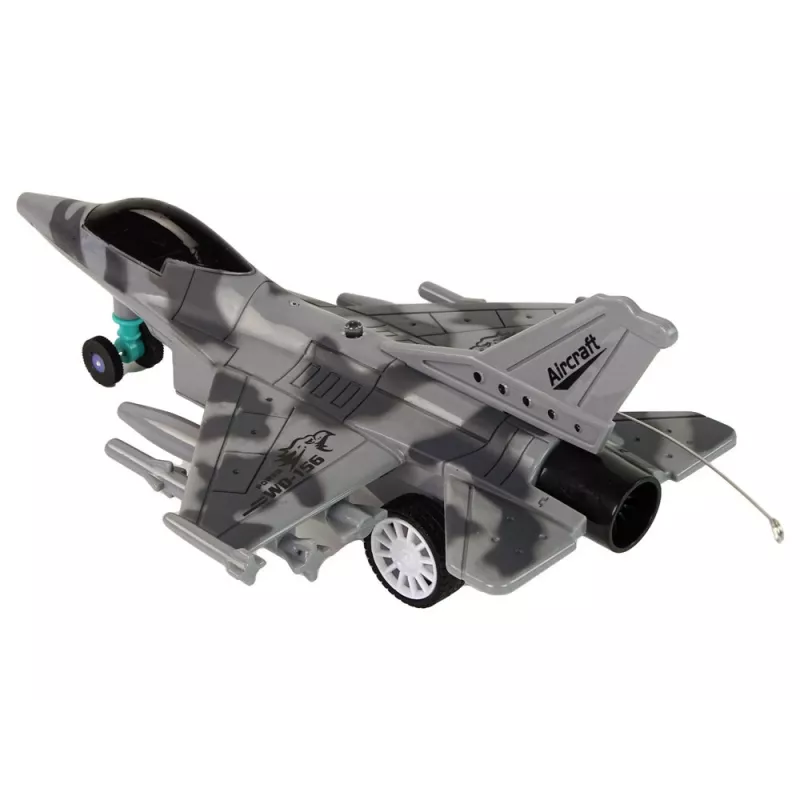 Avião de caça militar a jato telecomandado RC LEAN TOYS Cinzento com luzes
