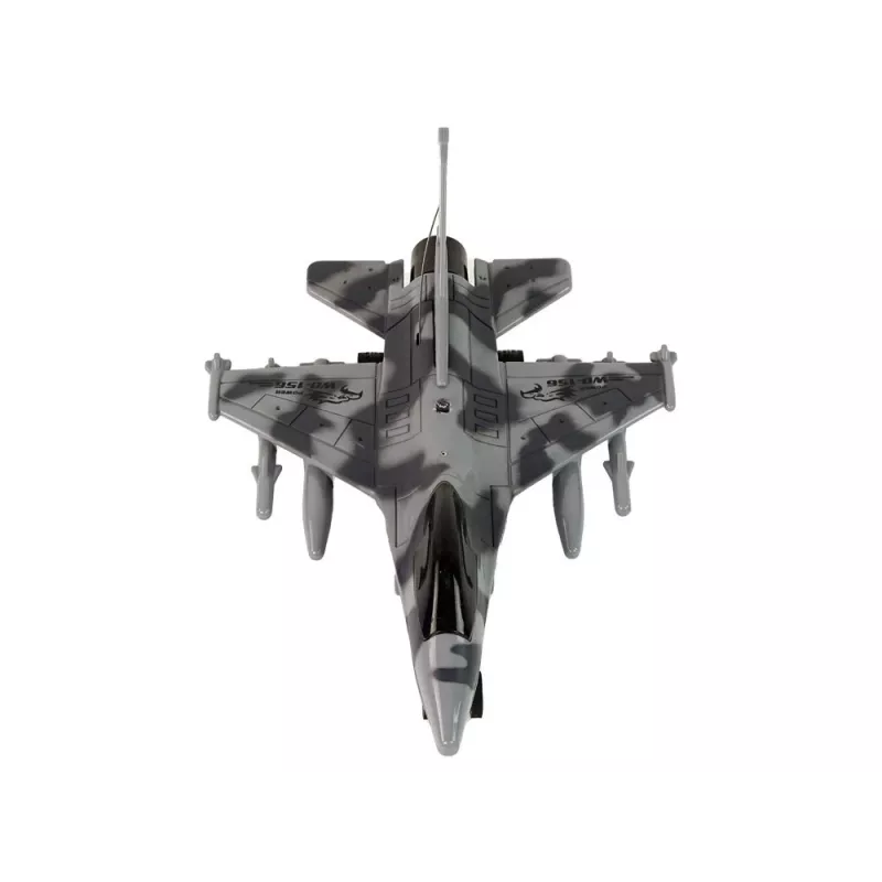 Avião de caça militar a jato telecomandado RC LEAN TOYS Cinzento com luzes