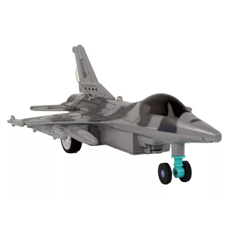 Avião de caça militar a jato telecomandado RC LEAN TOYS Cinzento com luzes